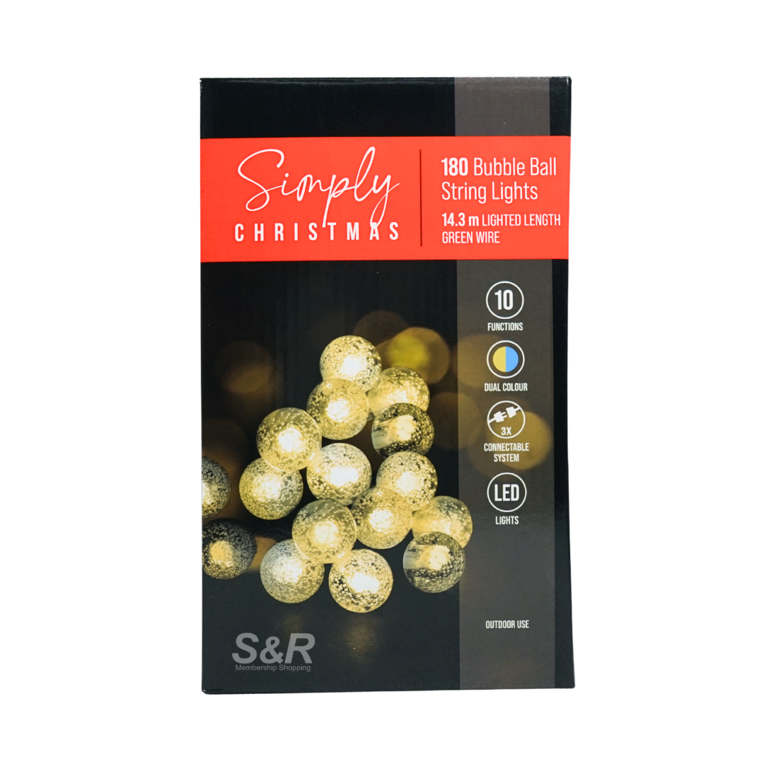 Simply Christmas 180 Dual Colour Bubble Ball String LED Lights 14.3m